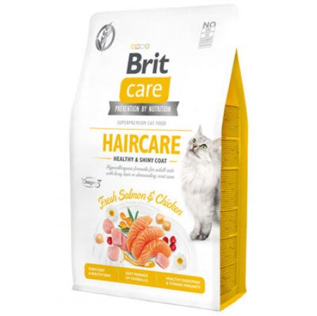 Brit Care Haircare Somon Tavuk Deri Tüy Sağlığı Tahılsız Kedi Maması 2 Kg + Temizlik Mendili