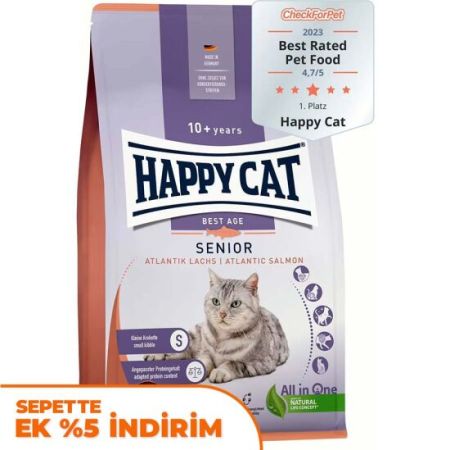 Happy Cat Senior Atlantik Salmon 10 Yaş ve Üzeri Yaşlı Kedi Maması 4 Kg