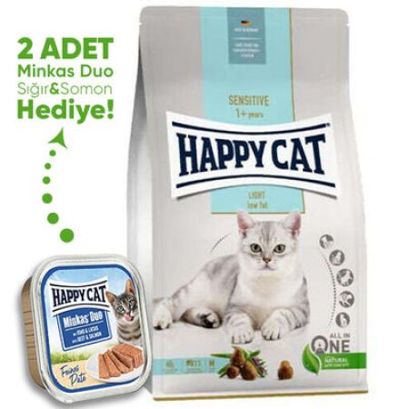 Happy Cat Sensitive Light Düşük Kalori Diyet Kedi Maması 4 Kg + 2 Adet Happy Cat 100 Gr