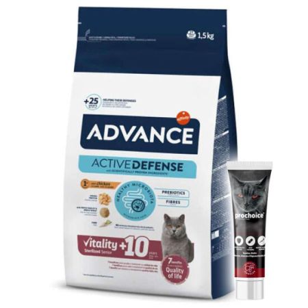 Advance +10 Sterilised Yaşlı Kısırlaştırılmış Kedi Maması 1,5 Kg + Pro Choice Vitamin Macun 100 ML
