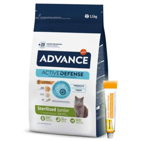 Advance Junior Kısırlaştırılmış Yavru Kedi Maması 1,5 Kg + Gimcat 20 Gr Multivitamin Paste