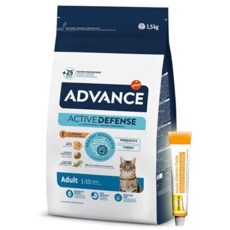 Advance Tavuk Etli Kedi Maması 1,5 Kg + Gimcat 20 Gr Multivitamin Paste