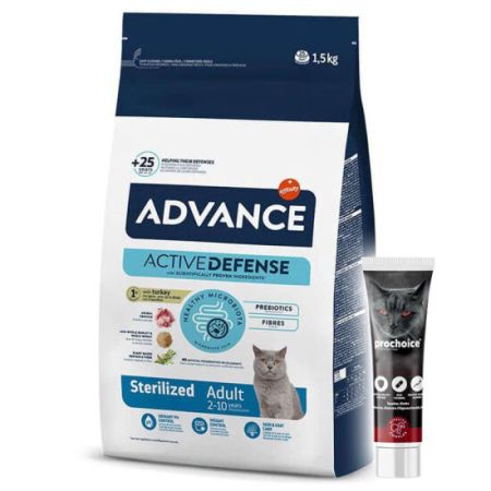 Advance Sterilized Kısırlaştırılmış Hindili Kedi Maması 1,5 Kg + Pro Choice Vitamin Macun 100 ML