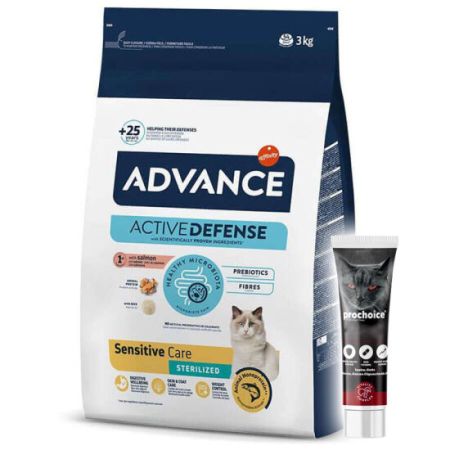 Advance Sensitive Kısırlaştırılmış Somonlu Kedi Maması 3 Kg + Pro Choice Vitamin Macun 100 ML