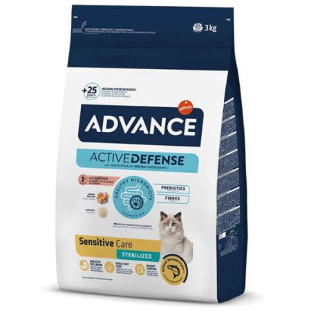 Advance Sensitive Kısırlaştırılmış Somonlu Kedi Maması 3 Kg + Temizlik Mendili
