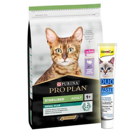 Pro Plan Kısırlaştırılmış Hindi Etli Kedi Maması 10 Kg + GimCat Multi Vitamin Paste Macun