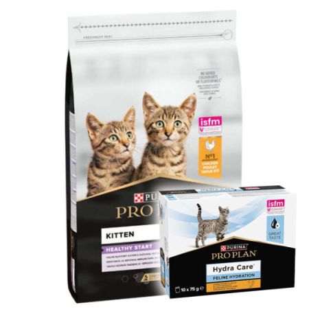 Pro Plan Kitten Yavru Kedi Maması 10 Kg + Hydra Care Yaş Mama 75 Gr x 10 Adet