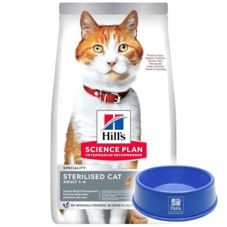 Hills Sterilised Kısırlaştırılmış Tavuklu Kedi Maması 10 Kg + Mama Kabı