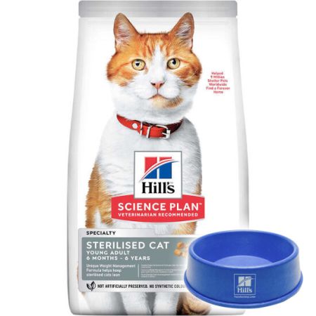 Hills Sterilised Kısırlaştırılmış Somonlu Kedi Maması 3 Kg  + Mama Kabı