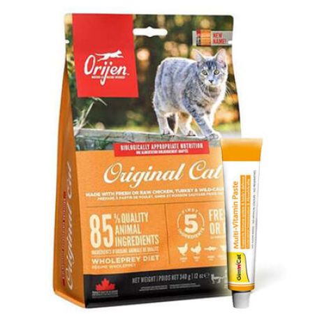 Orijen Original Cat Tahılsız Yavru/Yetişkin Kedi Maması 1,8 Kg + Gimcat 20 Gr Multivitamin Paste