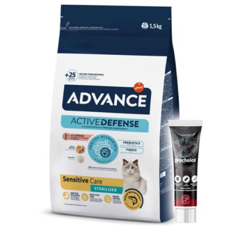 Advance Sensitive Kısırlaştırılmış Somonlu Kedi Maması 1,5 Kg + Pro Choice Vitamin Macun 100 ML