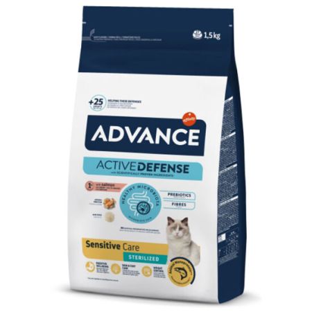 Advance Sensitive Kısırlaştırılmış Somonlu Kedi Maması 1,5 Kg + Temizlik Mendili