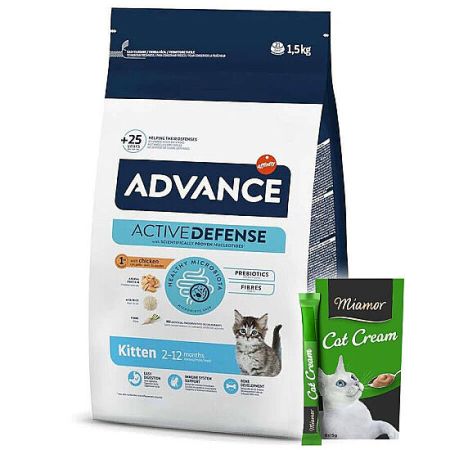 Advance Kitten Yavru Tavuk Etli Kedi Maması 1,5 Kg + Miamor Kedi Kreması 6 x 15 Gr