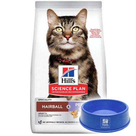 Hills Hairball Perfect Coat Tüy Yumağı Kontrol Tavuklu Kedi Maması 1,5 Kg + Mama Kabı