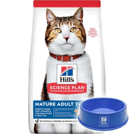 Hills Mature Tavuk Etli Yaşlı Kedi Maması 3 Kg  + Mama Kabı