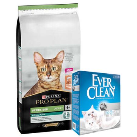 Pro Plan Kısırlaştırılmış Somon Balıklı Kedi Maması 10 Kg + Everclean 10 Lt Kedi Kumu