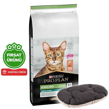Pro Plan Kısırlaştırılmış Somon Balıklı Kedi Maması 10 Kg + Ferplast Relax Kedi Yatağı