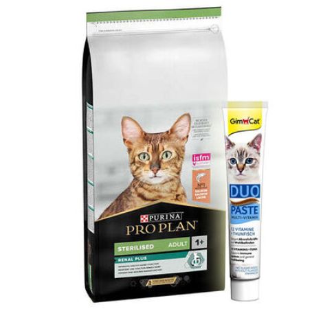 Pro Plan Kısırlaştırılmış Somon Balıklı Kedi Maması 10 Kg + GimCat Multi Vitamin Paste Macun