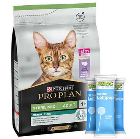 Pro Plan Kısırlaştırılmış Hindi Etli Kedi Maması 3 Kg + 3 Adet Wooc Kedi Ödülü Lolipop