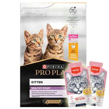 Pro Plan Kitten Tavuk Etli Yavru Kedi Maması 3 Kg + 2 Adet Wanpy Çorba 50 Gr