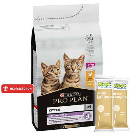 Pro Plan Kitten Tavuk Etli Yavru Kedi Maması 3 Kg + 2 Adet Wooc Lolipop Ödül