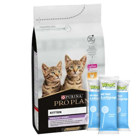 Pro Plan Kitten Tavuk Etli Yavru Kedi Maması 3 Kg + 3 Adet Wooc Lolipop