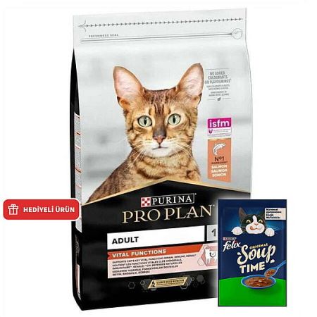 Pro Plan Somonlu Kedi Maması 1,5 Kg + Felix Soup Time Çorba