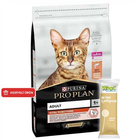 Pro Plan Somonlu Kedi Maması 1,5 Kg + Wooc Lolipop Ödül
