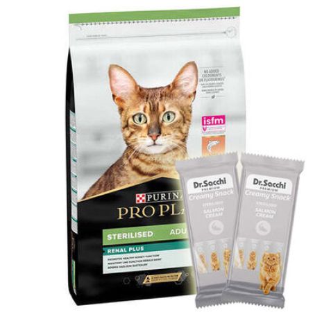 Pro Plan Kısırlaştırılmış Somon Balıklı Kedi Maması 3 Kg + 2 Adet Dr Sacchi 4 lü Creamy Ödül