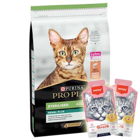 Pro Plan Kısırlaştırılmış Somon Balıklı Kedi Maması 3 Kg + 2 Adet Wanpy Çorba 50 Gr