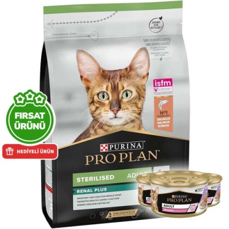 Pro Plan Kısırlaştırılmış Somon Balıklı Kedi Maması 3 Kg + 3 Adet Pro Plan Konserve 85 Gr