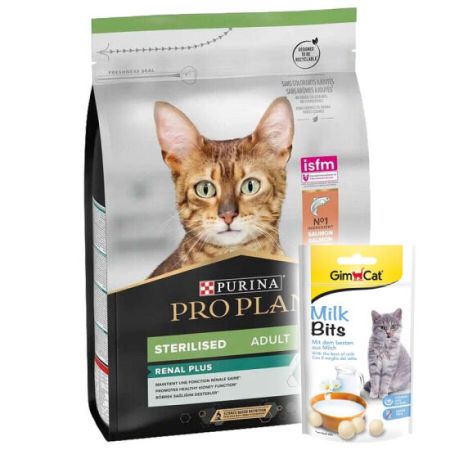 Pro Plan Kısırlaştırılmış Somon Balıklı Kedi Maması 1,5 Kg + 2 Adet Gimcat Sütlü Kedi Ödül Tableti