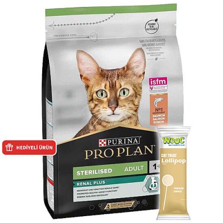 Pro Plan Kısırlaştırılmış Somon Balıklı Kedi Maması 1,5 Kg + Wooc Lolipop Ödül