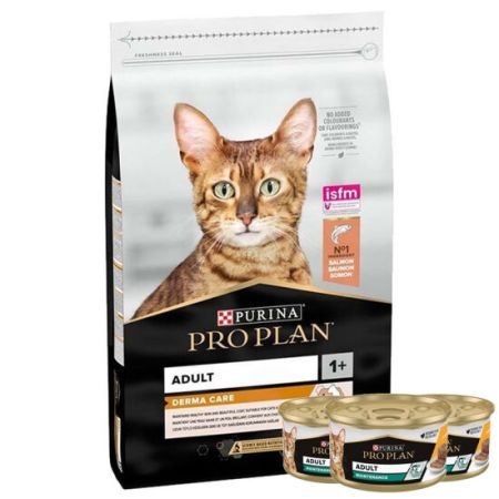 Pro Plan Derma Care Hassas Deri Somonlu Kedi Maması 3 Kg + 3 Adet Pro Plan 85 Gr Yaş Mama