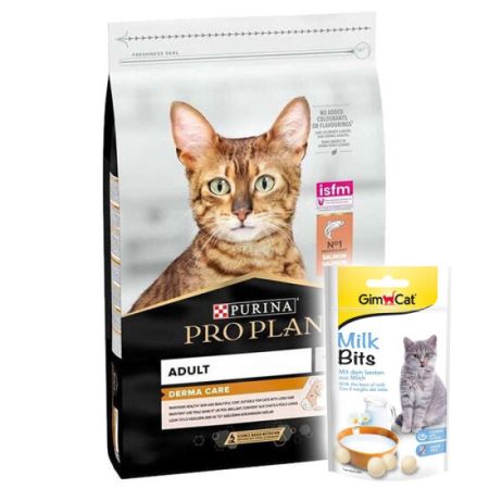 Pro Plan Derma Care Hassas Deri Somonlu Kedi Maması 1,5 Kg + 2 Adet Gimcat Sütlü Kedi Ödül Tableti