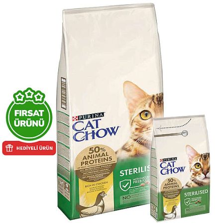 Cat Chow Tavuk Etli Kısırlaştırılmış Kedi Maması 15 Kg + 3 Kg Cat Chow Kedi Maması