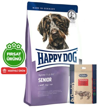 Happy Dog Fit Vital Senior Yaşlı Köpek Maması 12 Kg + 2 Adet Dr. Clauders Biftekli Ödül 80 Gr
