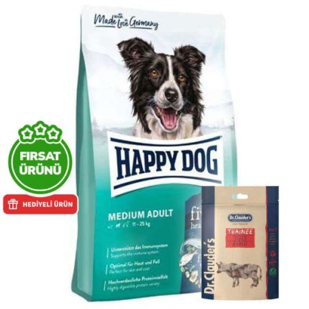 Happy Dog Fit Vital Medium Orta Irk Köpek Maması 12 Kg + 2 Adet Dr. Clauders Biftekli Ödül 80 Gr