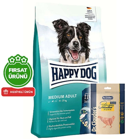 Happy Dog Fit Vital Medium Orta Irk Köpek Maması 12 Kg + 2 Adet Dr. Clauders Ödül 80 Gr