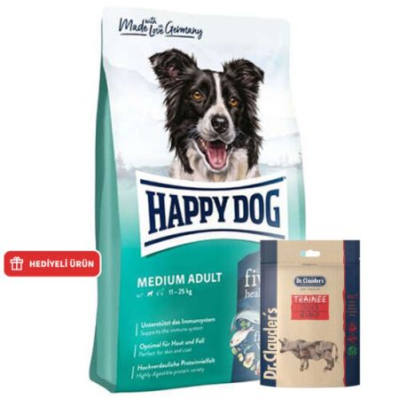 Happy Dog Fit Vital Medium Orta Irk Köpek Maması 4 Kg + Dr. Clauders Biftekli Ödül Küpleri 80 Gr