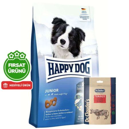 Happy Dog Fit Vital Junior Yavru Köpek Maması 10 Kg + 2 Adet Dr. Clauders Biftekli Ödül 80 Gr
