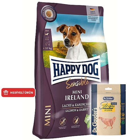 Happy Dog Mini Ireland Tavşan ve Somonlu Küçük Irk Köpek Maması 4 Kg + Dr. Clauders Ödül 80 Gr
