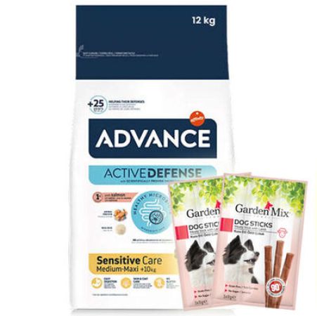 Advance Sensitive Hassas Somonlu Köpek Maması 12 Kg + 10 Adet Garden Mix Stick Köpek Ödülü