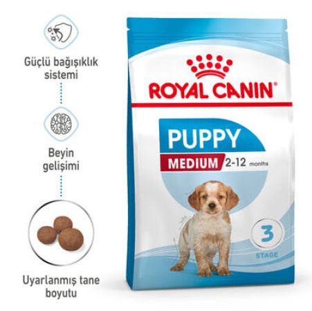 Royal Canin Medium Puppy Orta Irk Yavru Köpek Maması 4 Kg + Temizlik Mendili