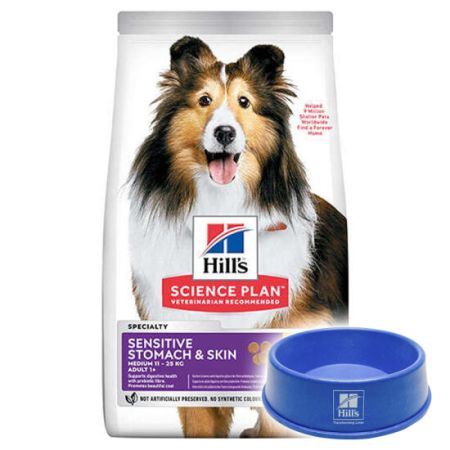 Hills Sensitive Stomach Skin Tavuklu Yetişkin Köpek Maması 14 Kg  + Mama Kabı