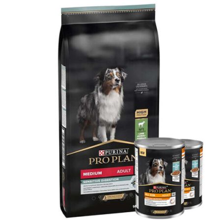 Pro Plan Kuzu Etli Hassas Sindirim Köpek Maması 14 Kg + 2 Adet Köpek Konservesi 400 Gr