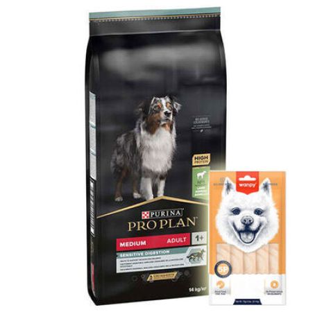 Pro Plan Kuzu Etli Hassas Sindirim Köpek Maması 14 Kg + Wanpy Creamy Treat 5x14 Gr