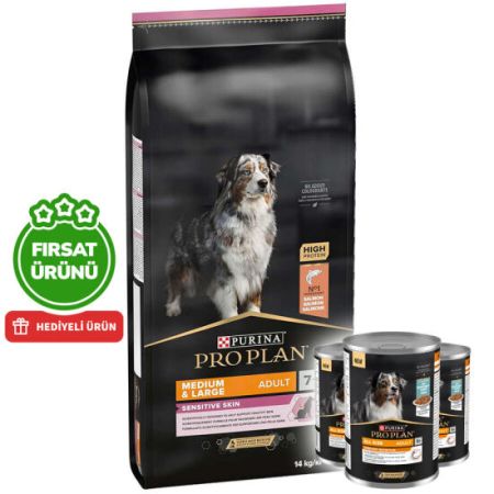 Pro Plan Senior Medium Large Somonlu Yaşlı Köpek Maması 14 Kg + 3 Adet Köpek Konservesi 400 Gr