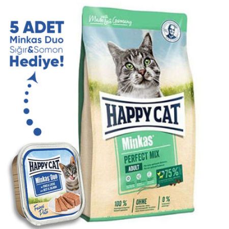 Happy Cat Minkas Perfect Mix Kedi Maması 10 Kg + 5 Adet Happy Cat 100 Gr