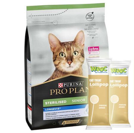 Pro Plan 7+ Kısırlaştırılmış Hindili Yaşlı Kedi Maması 3 Kg + 2 Adet Wooc Kedi Lolipopu